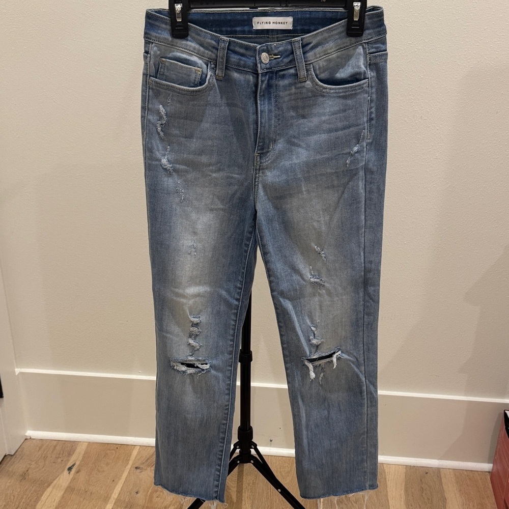 Flying Monkey Distressed Blue Boyfriend Jeans